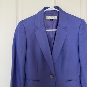 Tahari Purple/Lavender One-Button Linen Blazer